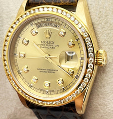 Rolex 18078 President Day Date Diamond Dial Diamond Bezel 18K Yellow Gold