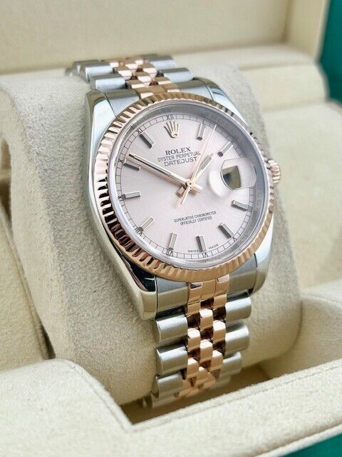 Rolex Datejust 116231 36mm Rose Pink Dial 18K Rose Gold Stainless Steel Jubilee