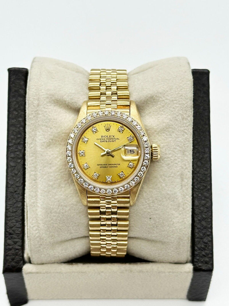 Rolex 69178 Ladies Datejust Factory Diamond Bezel & Dial Jubilee Band 18K Gold