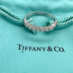 Tiffany & Co Forever Half Circle Diamonds  3 MM Platinum Band Ring Size 5.75