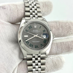 Rolex Datejust 41 126300 Slate Wimbledon Dial Stainless Steel Box Paper Jubilee