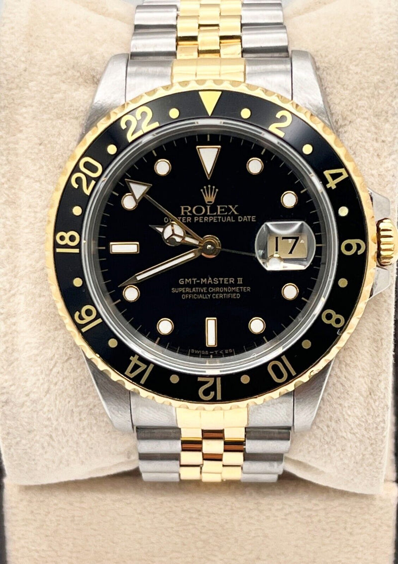 Rolex GMT Master II 16713 40mm Black Dial 18K Yellow Gold Stainless Steel