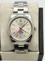 Rolex 14000 Air King Silver Rare Dominos Dial Stainless Steel Box Paper