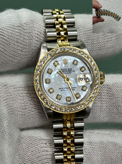 Rolex Ladies Datejust 69173 MOP Diamond Dial Bezel 18K Yellow Gold Steel 26mm