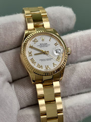 Rolex Datejust 18K Yellow Gold 278278 Midsize 31mm White Roman Dial Box Receipt