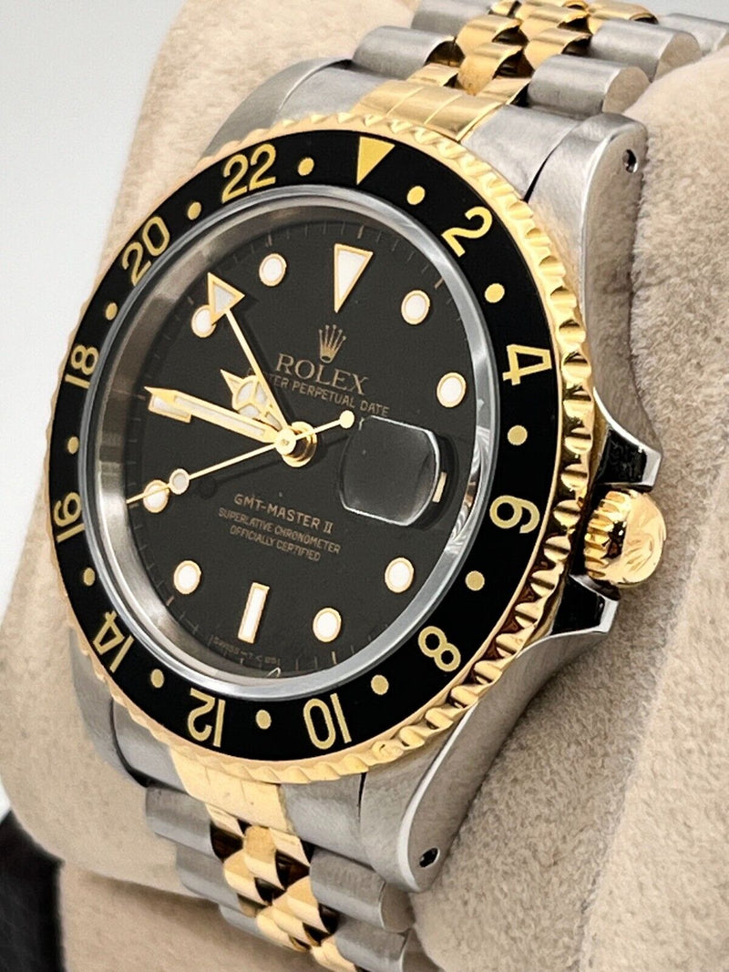 Rolex GMT Master II 16713 40mm Black Dial 18K Yellow Gold Stainless Steel