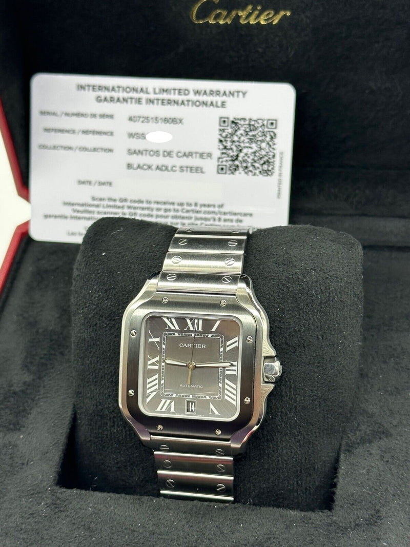 Cartier Santos Ref 4072 WSSA0037 Large Grey Dial Stainless Steel Box Paper