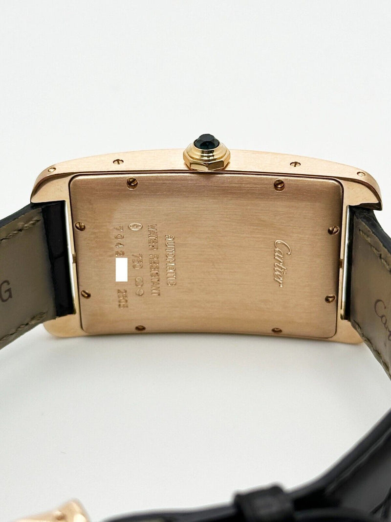 Cartier 2505 Tank Americaine Large 18K Rose Gold Leather Strap