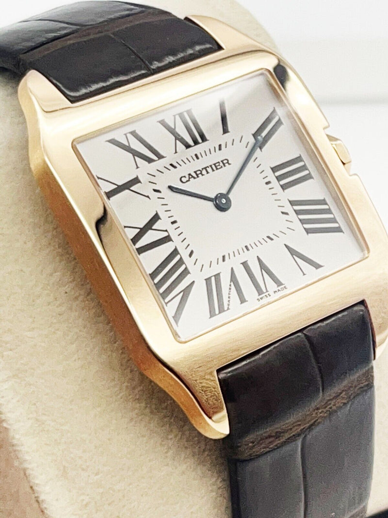 Cartier Ref 2650 W2006951 Santos Dumont 18 Rose Gold Leather Strap