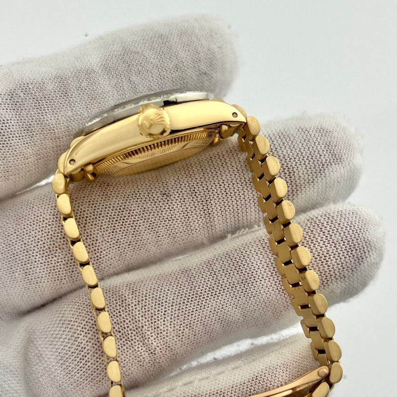 Rolex Ladies President 6917 MOP Diamond Dial Diamond Bezel 18K Yellow Gold