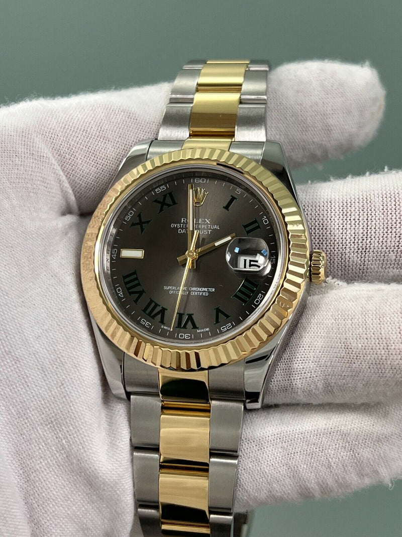 Rolex Datejust 41 116333 Wimbledon Dial 18K Yellow Gold Stainless Steel Box