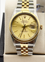 Rolex Datejust 16013 36mm Champagne Tapestry Dial 18K Gold Stainless Steel