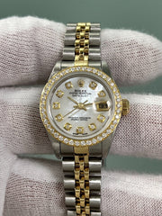 Rolex Ladies Datejust 79173 MOP Diamond Dial Bezel 18K Yellow Gold Steel 26mm