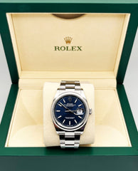 Rolex Datejust 126200 36mm Blue Motif Dial Stainless Steel 2021 Box Paper