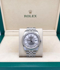 Rolex Datejust 116234 36mm Silver Concentric Dial Stainless Steel 18K White Gold