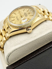 Rolex President Day Date 18078 Bark Finish Champagne Linen Dial 18K Yellow Gold