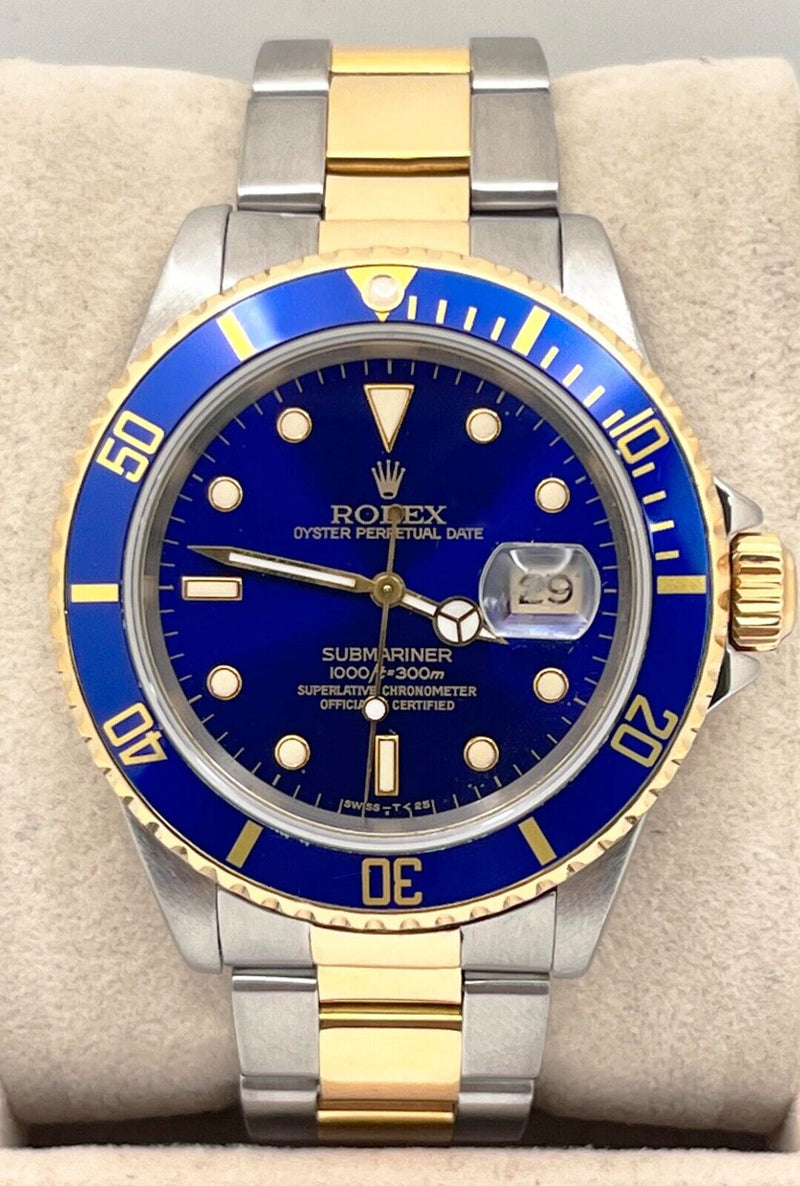 Rolex Submariner Blue Dial 16613 40mm 18K Yellow Gold Stainless Steel