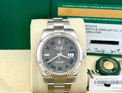 Rolex Datejust 41 126334 Slate Wimbledon Dial 18K White Gold Steel Box Paper