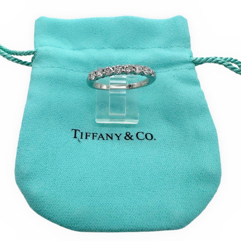 Tiffany & Co Forever Half Circle Diamonds  3 MM Platinum Band Ring Size 5.75