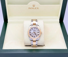 Rolex Datejust Midsize 31mm 178243 MOP Roman 18K Yellow Gold Steel Box Paper