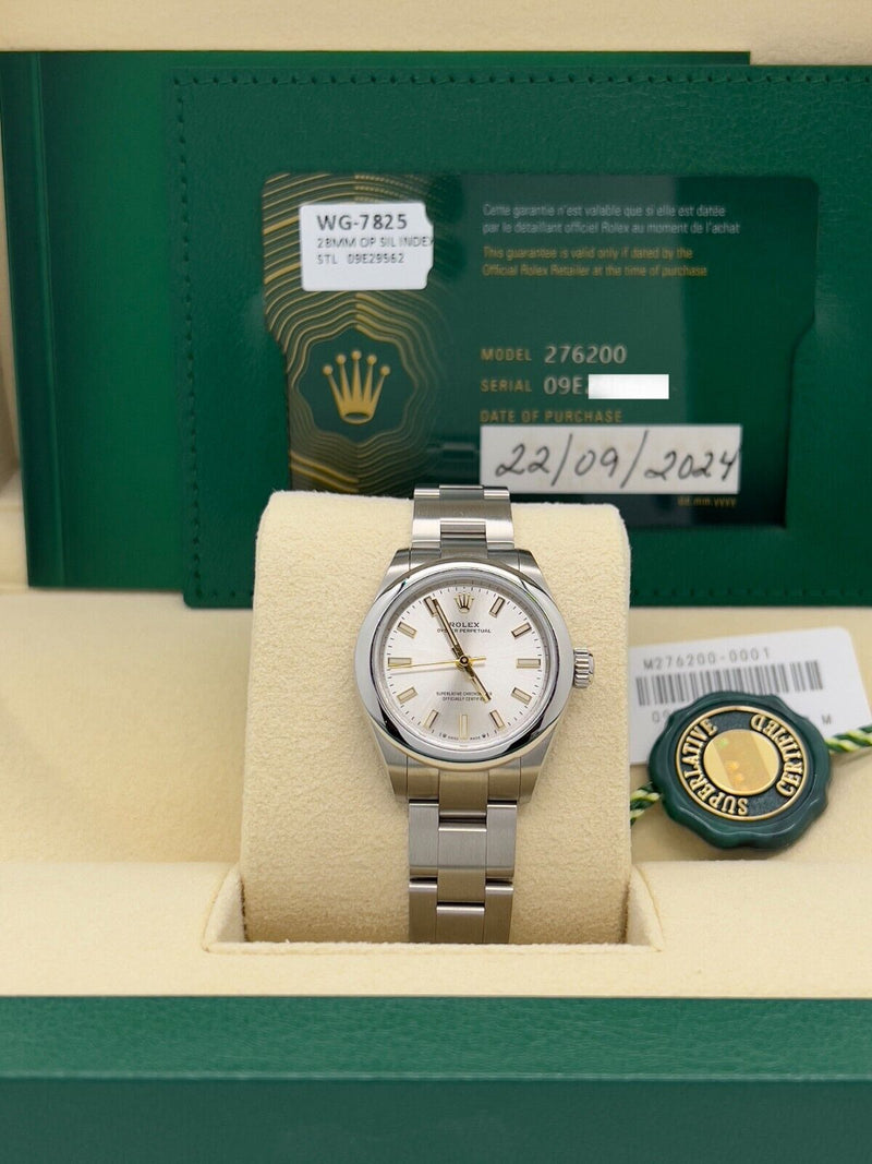 Rolex 276200 28mm Ladies Oyster Perpetual Silver Dial Stainless Box Paper 2024