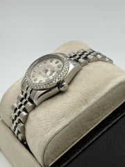 Rolex Ladies Datejust 179160 Silver Diamond Dial Diamond Bezel Stainless Steel