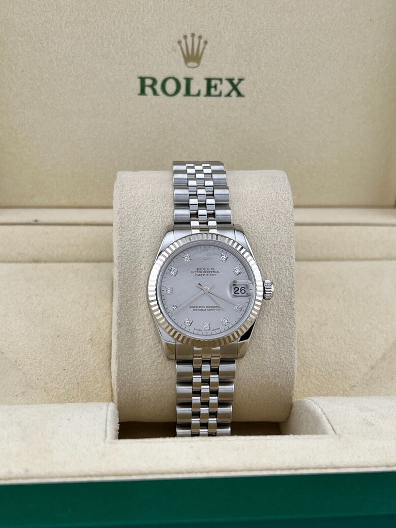 Rolex Datejust Midsize 31mm 178274 Factory MOP Diamond Dial 18K Gold Steel