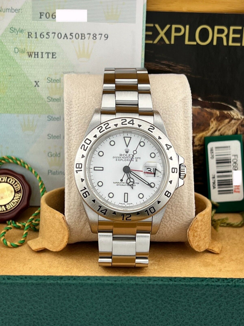 Rolex Explorer II 16570 40mm White Dial Stainless Steel Box Papers 2004