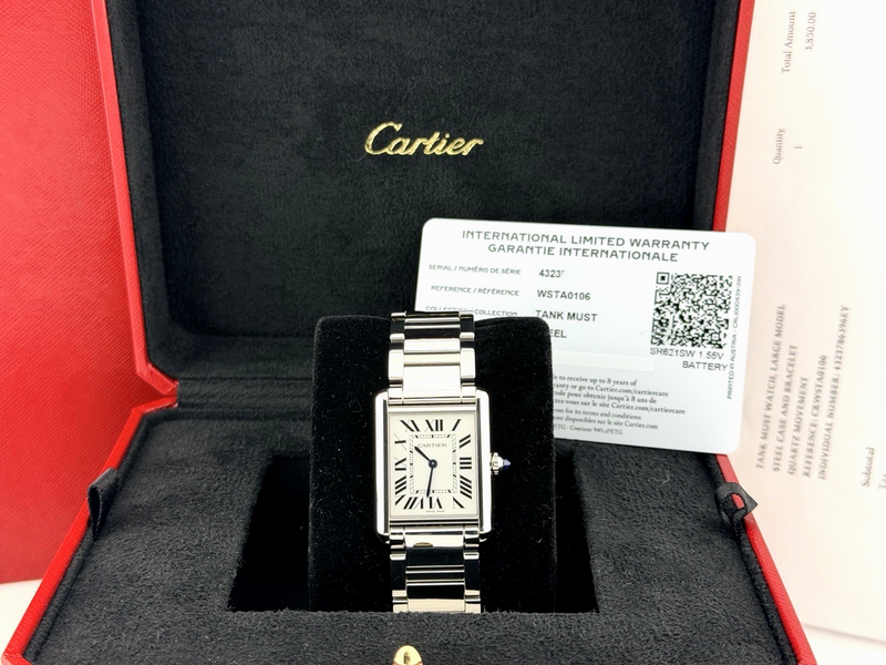 2025 Cartier Tank Must Large 4323 WSTA0106 33.7mm Silver Dial Box Pape