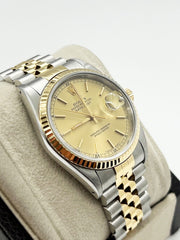 Rolex 16233 Datejust 36mm Champagne Dial 18K Yellow Gold Stainless Steel