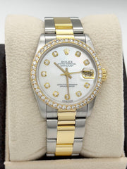 Rolex 68273 Midsize 31mm Datejust MOP Diamond Dial Diamond Bezel 18K Gold Steel