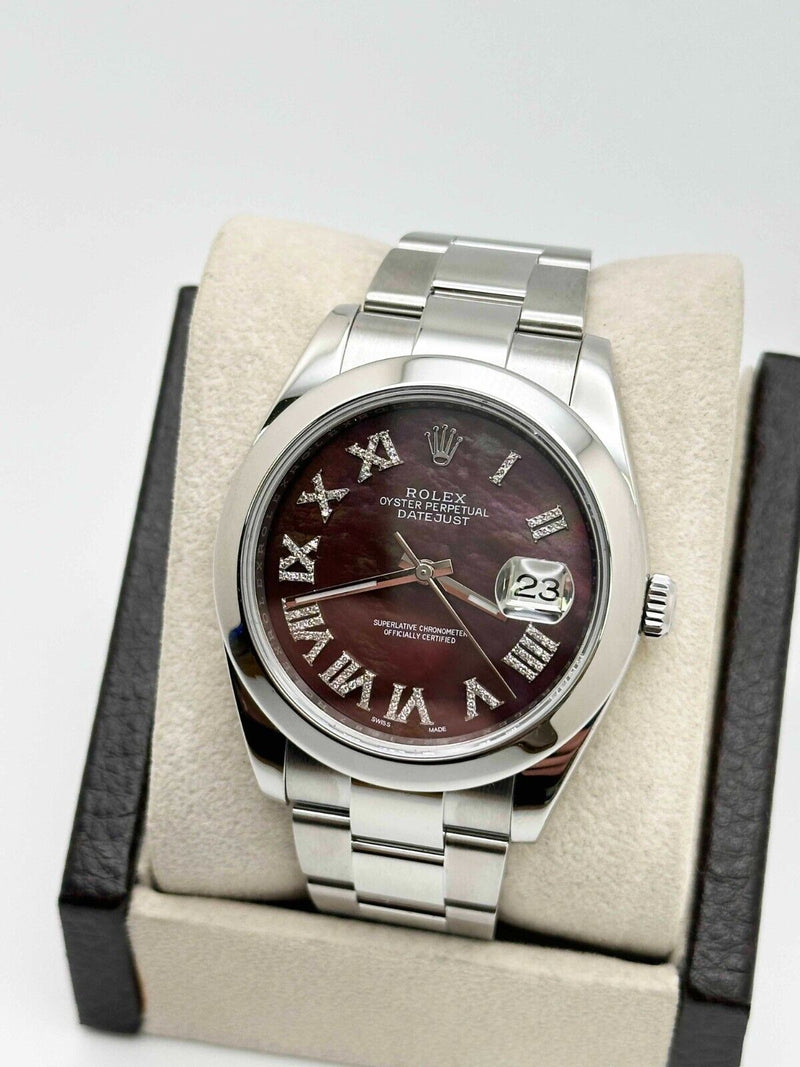 Rolex 126300 Datejust 41 Tahitian Dial Diamond Roman Numerals Stainless Steel