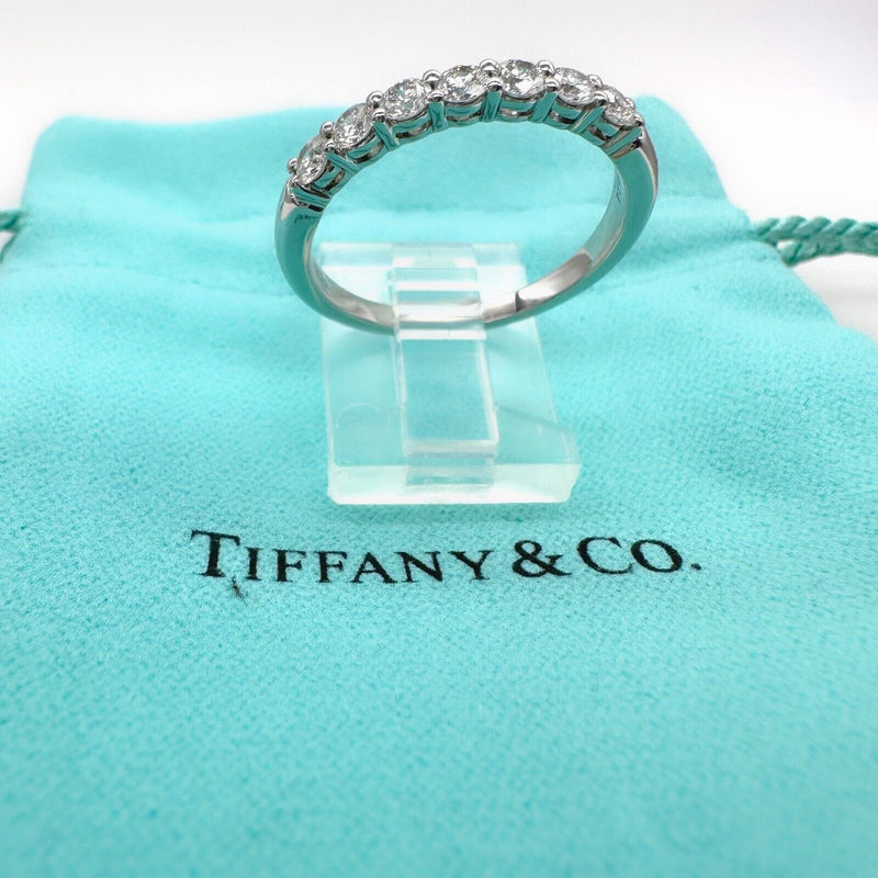 Tiffany & Co Forever Half Circle Diamonds  3 MM Platinum Band Ring Size 5.75