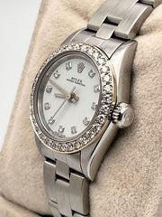 Rolex Ladies Oyster Perpetual 67194 Diamond Dial Diamond Bezel Stainless Steel