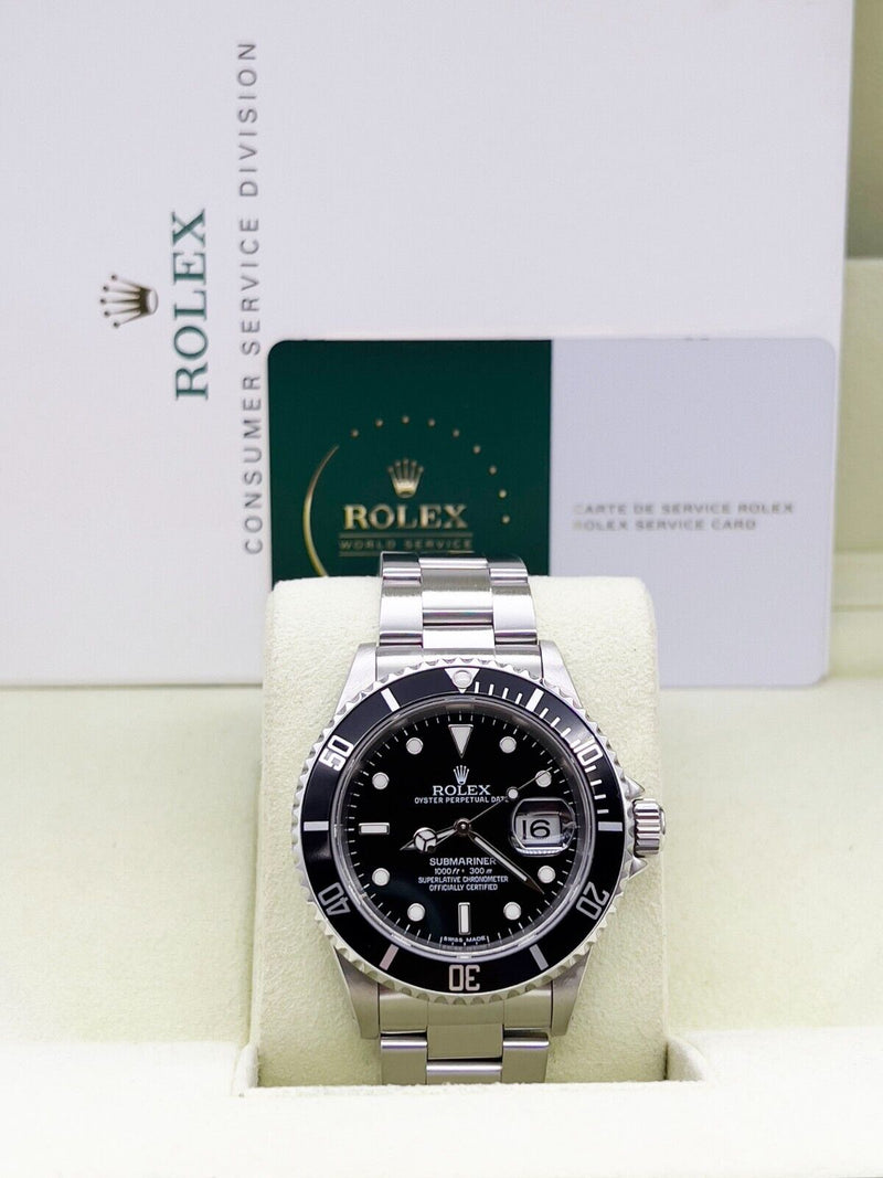 Rolex Submariner Date 16610 40mm Black Stainless Steel Box Service Card