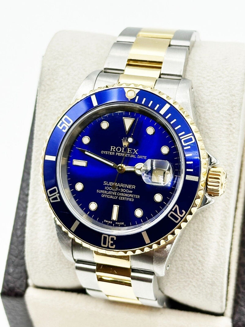 Rolex 16613 Submariner Blue Dial 18K Yellow Gold Stainless Steel