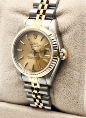 Rolex Ladies Datejust 69173 Champagne Tapestry Dial 18K Gold Stainless Steel