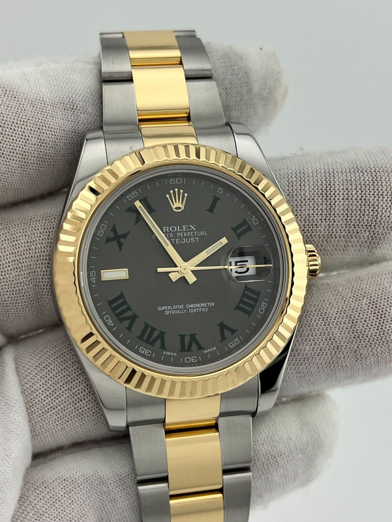 Rolex Datejust 41 116333 Wimbledon Dial 18K Yellow Gold Stainless Steel Box