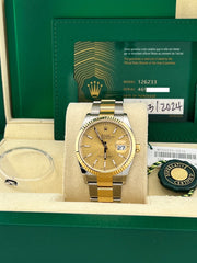 2024 Rolex Datejust 126233 36mm Champagne Dial 18K Yellow Gold Steel Box Paper