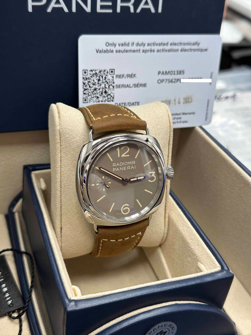 Panerai PAM01385 PAM 1385 45mm Luminor Officine Brown Dial Box Paper 2023