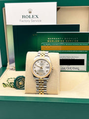 Rolex Datejust Midsize 31mm 178273 Silver Diamond VI 18K Gold Steel Box Paper