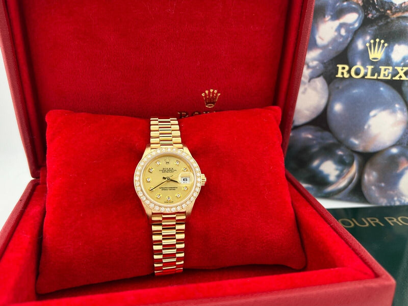 Rolex Ladies President 79178 Factory Diamond Bezel Diamond Dial 18K Yellow Gold