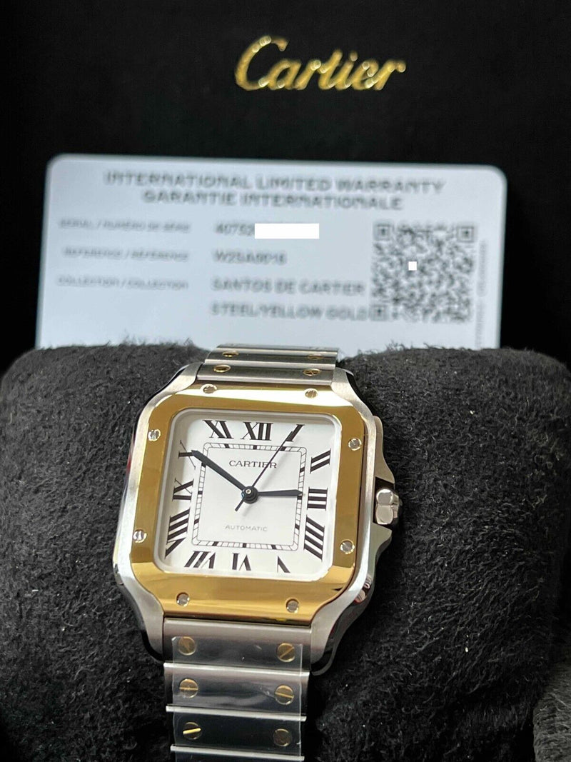 Cartier W2SA0016 4075 35.1mm Santos 18K Yellow Gold & Stainless Steel Box Paper