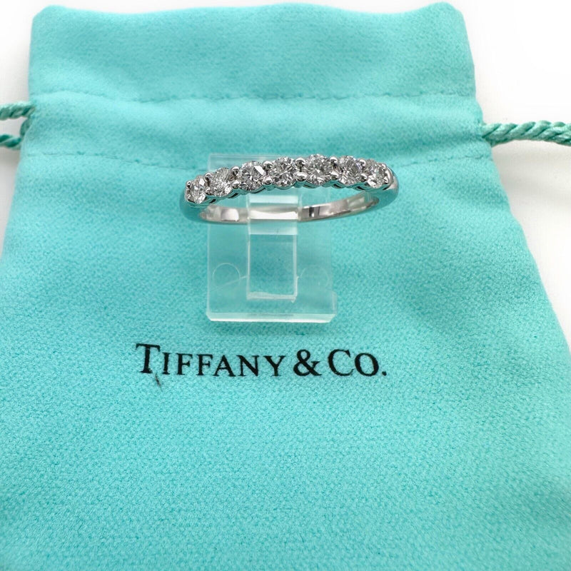 Tiffany & Co Forever Half Circle Diamonds  3 MM Platinum Band Ring Size 5.75