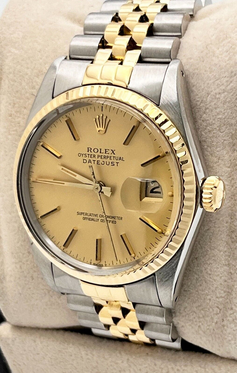 Rolex Datejust 16013 36mm Champagne Dial 18K Yellow Gold Stainless Steel