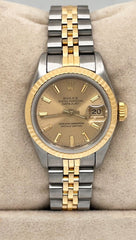 Rolex 69173 Ladies Datejust 18K Yellow Gold Stainless Steel Box Papers