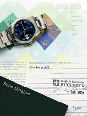 Rolex 16200 Datejust Blue Roman Dial Stainless Steel Box Paper 2004