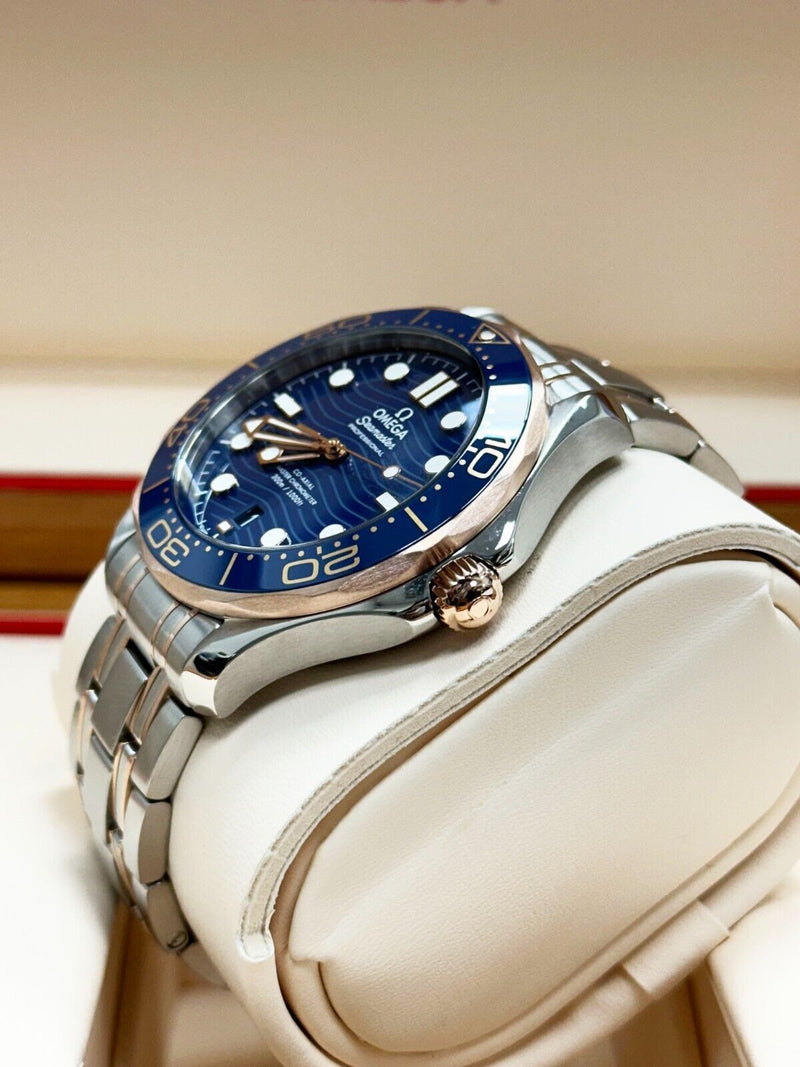 Omega 210.20.42.20.03.002 Seamaster Diver Blue 18K Rose Gold Steel Box Paper