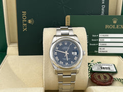 Rolex Datejust 116200 36mm Blue Roman Dial Stainless Steel Box Paper 2013