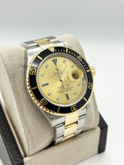 Rolex Submariner 16613 Champagne Serti Dial 18K Yellow Gold Stainless Steel 2006